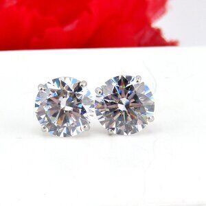 2.00 Carat CZ Diamond Solitaire Stud Earrings Solid 10k White Gold